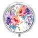 Round Pill Box Watercolor Floral Print 3 Compartment Medicine Pill Case Print Pill Organizer Decorative Metal Portable Pill Box Pocket Pill Box Style-9