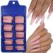 Nude Pink Long Coffin False Nails - 100pc Colored Acrylic Tips for Women & Girls | Press on Ballerina Shape Manicure DIY - Buy Online on GoSupps.com