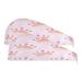 Pink Watercolor Crown Dry Hair Cap 2 Piece Quick Drying Towel Set with Button Headband Super Absorbent Soft & Comfortable