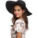 Lanzom Women's Wide Brim Straw Beach Sun Hat - UPF 50+ Twine Black | Foldable & Roll-Up Cap - One Size - Buy Online on GoSupps.com