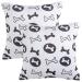 FreAire G GABRIELMODU Exquisitto Lovely Dog Bones Print Soft and Comfy Decorative Throw Pillow Covers (Cover Only No Stuffed) Square for Home Sofa Couch Set of 2 White and Black