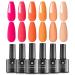 Aishaba Red Orange Gel Nail Polish Set, 6 Colors 8ml Nude Gel Polish Set Pink Gel Nail Polish Spring Summer Gel Polish Colors Nail Polish Gel Set UV LED Soak Off Manicure Kit Nail Art Gifts