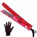 Rhinestone Flat Iron Hair Straightener 480 F High Temp Crystal Flat Irons Titanium Straightening Curling 2 in 1 for Women Professional Salon Tools Dual Voltage Fast 30 Second Heat Up Red