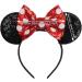Mouse Ears Bow Headbands Shiny Bows Glitter Party Decoration Cosplay Costume for Kids Girls Women Princess Party Decorations Cosplay (Black+Red)) 3 - Buy Online on GoSupps.com