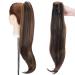 Ponytail extension ponytail braid with clip hair parts hair extension hair skin hair heat-resistant micro-wavy like real hair 22 "(55cm) dark brown & sandy blonde 55 cm dark brown & sandy blonde