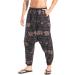 AITFINEISM Mens Cotton Baggy Hippie Boho Gypsy Aladdin Yoga Harem Pants Large Brown