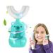 U Shaped Toothbrush Whole Mouth Oral Cleaning Kids Toothbrushes with Silicone Bristles All-Round Cleaning BPA Free Baby Toothbrush 7-12 Years Old Bear(7-12)