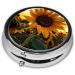 Farm Sunflower Round Pill Box | 3 Compartment Portable Organizer for Travel | Durable & Stylish Travel Pill Container - Buy Online on GoSupps.com