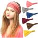 Boho Headband Cloth Hair Band Fashion Single Color Wide Bandana Headband Elastic Hair band (6PCS-A)