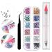 Nail Gems 12 Kinds of Flat Back Gems with Pick Up Tweezer and Rhinestone Picker Dotting Pen Nail Art Tools for Nails Clothes Face Craft Shoes Bag DIY