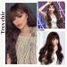 AMZCOS Long Wavy Brown Wig with Bangs for Women | Heat Resistant Synthetic Hair | Daily Wear Wig (Brown) - Buy Online on GoSupps.com