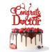 Tenhaisi Red Glitter Congrats Doctor Cake Topper Medical School Doctor Graduation Party Decoration Supplies for Boy Girl College Graduation Cake Decor