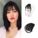 BARSDAR Clip in Fringe Human Hair 100% Real Hair Fringe Extensions Clip in French Bangs Fringe with Temples Clip on Fringe Bangs Real Hair Pieces for women Natural Color Washable/Dye-able 1B Air Bangs (Pack of 1) 1B Natural black