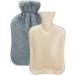 Hot Water Bottle with Cover 2L Large Capacity Premium Natural Rubber Hot Water Bag Soft Fleece Cover - Helps Provide Warmth and Pain Relief Great Gift Ideal for Parents Children 1Pcs Grey 1