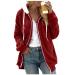 Ronony plush jacket women teddy fleece teddy bear teen girl big coat plush jacket plush jacket upperwear artificial pelza jacket zip hoodie jacket zip winter jack fleece jacket hood 1#red