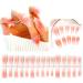 FEIlei 30Pcs Long Press on Nails Coffin French Fake Nails Tip Gradient Acrylic Nails Glossy False Nails for Women Girls - Buy Online on GoSupps.com