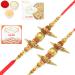 Ghasitaram Gifts Rakhi for Brother Rakhis Online - Set of 2 - AU7002- Rudraksh Rakhi with 200 GMS of Kaju katli and 200 GMS of Soan Papdi 2 Rakhis with 200 gms of Kaju katli and Soan Papdi