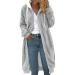 Hanxiulin fleece jacket plush jacket cuddly jacket ladies warm winter jacket long hood fleece jacket synthetic fur autumn coat autumn winter coat premium coat 3xl gray
