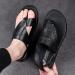 Men's Leather Bunion Corrector Flip Flops - Black, 26cm - Plantar Fasciitis & Flat Foot Correction Sandals - Buy Online on GoSupps.com