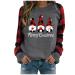 FUAIOKT Womens Oversized Christmas Shirts Cute Reindeer Snowman Crewneck Long Sleeve Graphic Tees Xmas Holiday Pullover Top D-red Large