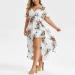 Lcziwo Women's Summer Floral Print V Neck Maxi Dress - Short Sleeve High Low Boho Flowy Long Dress in White (X-Large) - Buy Online on GoSupps.com