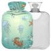 NAANLE SEA LIFE jellyfish heat bottle with cover Transparent hot water bottle 2l large hot hot water bottle for bed hand feet warmer pain relief heat and cold therapy