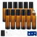 12 Pack Essential Oil Roller Bottles, 10ml Roller Balls for Essential Oils, Amber Glass Roller Bottles, Roll on Bottles with Stainless Steel Roller Balls, Labels, 1*Openers, 1*Funnels, 2*Dropper 10ml-12pcs Amber