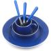 STANSPORT Deluxe 24-Piece Enamel Tableware Set - Blue Plates, Bowls, Mugs & Utensils - Buy Online on GoSupps.com