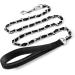 Dog Chain Leash 4F Chew Proof Heavy Duty Metal Dog Leash and Nylon Rope with Padded Handle Steel Chain Dog Leads for large Medium Dog Strong Dog Lead Chain for Walking Running Training 3.0mx120cm(4 FT) black