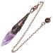 Kyeygwo amethyst Reiki healing stone pendulum with vintage chain crystal point pendant necklace for women and men gemstone quartz quartz pendules for divination meditation scrying balance violet (amethyst)