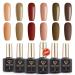 BISHENGYF Halloween Gel Polish Set 6PCS 10ml Nail Gel Polish Kit for Halloween Nail Decoration French Manicure UV Gel Nail Art Kit Gifts for Women Girls (Brown Series) H-Brown Series