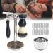 JAG Shaving Razor set double edge wet razor men with razor plane shaving razor roof rackshaar shaving rack shaving bowl and 10 replacement razor blades shaving brush set for men