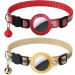 Xiiore 2 pieces Airtag Cat neck band with bell GPS Nylon Integrated cat neck band reflective cat collar with fragile safety buckle for cat orange+red