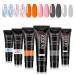 ROSALIND Orange Poly Nail Gel Kit 6 Colors 15ml Pink Clear Glitters Blue Orange and Black Nail Builder Gel Extension Tubes SetDIY Manicure at Home (Bright Multicolors)