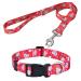 Mihqy dog collar and leash set adjustable soft & comfort nylon dogs collar for small medium large dog puppies cats (red flower set s) s (neck circumference 25-40 cm width 1.5 cm) set red flower