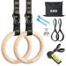 GHB Gymnastic Rings Wooden Gym Rings 1.25'' Training RingsAdjustable Numbered Straps Pull Up Rings Sets for Workout Bodyweight Fitness Training 32mm Rings & Numbered Straps Set