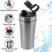 Isolated Stainless Steel Protein Shaker Bottle 590ml - Hot/Cold Dishwasher-Safe Leak-Proof BPA-Free - Silver & Black - Buy Online on GoSupps.com