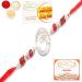 Ghasitaram Gifts Rakhi for Brother Rakhis Online - The Divine Grace of Om Diamond Rakhi with 200 GMS of Besan Barfi and 200 GMS of Kaju Katli Rakhi with 200 gms of Besan Barfi & Kaju Katli