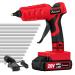 AVID POWER Hot Glue Gun Kit  20V Cordless Rechargeable Handheld Heavy-Duty Wireless Glue Gun  12 Pieces of Glue Sticks Provided  Suitable for Arts and Crafts  DIY Home Quick Repairs 1-red