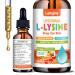 L-Lysine Liqud Drops, 1000mg L-Lysine for Kids & Adults with Calcium Complex, GABA, Vitamins, Skin & Lip Health, Immune & Collagen Production Support, Non-GMO, Natural Cherry & Orange Flavor 2 FL oz