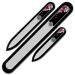 Mont Bleu Set of 3 Crystal Nail Files Hand Decorated with Swarovski Elements in Black Velvet Sleeve - Genuine Czech Tempered Glass - Hand-Made Glass Nail Files Pink