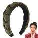 Total -ripped braided headband wide twisted Knotted headband vintage padded hair ripe hairy traditional costumes for women and girls green