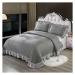 Luxury Soft Knitted Cotton Ruffle Bedspread Coverlet Double Bed Cover Set Blanket Bed Linen Bed Skirt Pillowcases Home Textile Soft (2 230x 245cm)