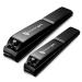 Tweezer Guru Nail Clippers - 2 Pack Professional Stainless Steel Toe & Finger Nail Clipper Set for Men Women and Kids - Curved Edge Matte Black