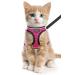 LOOK ANDES CARE CARRIATION with a leash dishes Breakable for cat adjustable breastware cat harness reflective cat leash with dishes for cats puppies (chest: 30-35cm) pink