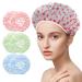 TIONTURE Shower Caps 6 Pcs EVA Plastic Shower Cap Waterproof Bath Caps Elastic Reusable Bathing Hair Cap for Women Hair Environmental Spa Salon 6 PCS Colored-1