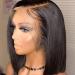 Lace Front wigs WIGS Synthetic real hair precut lace front wig Straight bob real hair wig black women 150% precut hairline natural black 14 inches