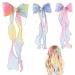 Girls Hair Bows 3PC Colorful Ribbon Girls Bows for Hair Big Hair Bows Clips Long Tail Hair Barrettes Accessories Pearl Tassels Rainbow Princess Hair Clips Decorative for Girl Women Gifts