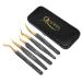 Eyelash Extension Tweezers Set 5 PCS for Make Fans, Volume Eyelash Extension Precision Lash Tweezers Curved Tip for Professional Lashes Extension Black gold
