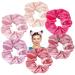 6 Pieces Satin Silk Scrunchies for Hair Pink Silk Scrunchies for Women Girls Elastic Silk Ponytail Holders Cute Big Hair Ties Hair Accessories No Hurt Your Hair  Pink Series Elegant Color